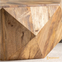 Wood Table Diamond Shape wooden Coffee Table Unique Cocktail table Beautifully Handmade Home Decor End Table Indian Art Furniture..