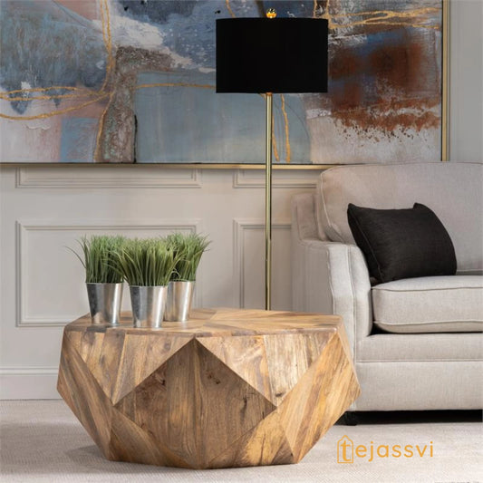 Wood Table Diamond Shape wooden Coffee Table Unique Cocktail table Beautifully Handmade Home Decor End Table Indian Art Furniture..