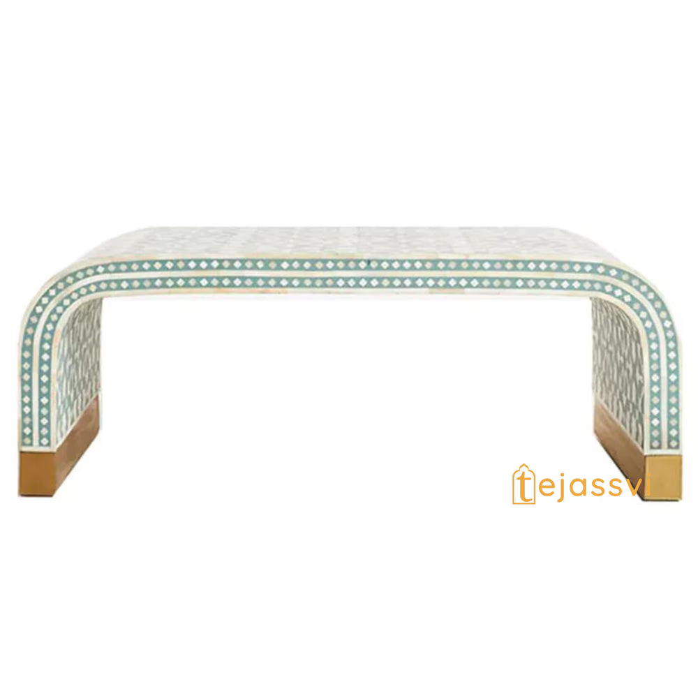 Handmade Wooden Console Table / Bone Inlay Table / Hall Way Entry Table / Bone Inlay Coffee Table / Bone Inlay Center Table / Waterfall Coffee Table.