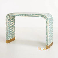 Handmade Wooden Console Table / Bone Inlay Table / Hall Way Entry Table / Bone Inlay Coffee Table / Bone Inlay Center Table / Waterfall Coffee Table.
