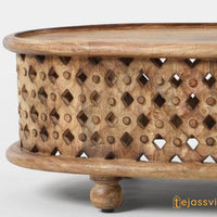 Wooden Coffee Table Oval Round Handmade Carved / Coffee Table Cocktail Table/ Tribal Carved Wood Coffee Table/ Home Decor Indian Art.