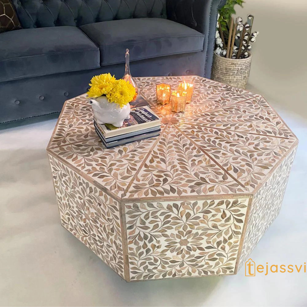 Wooden Octagonal Coffee Table/Side Tables/Center Table/End Tables/Wooden Coffee Table/Cocktail Table/Handmade Wood Inlay Table/Coffee Table