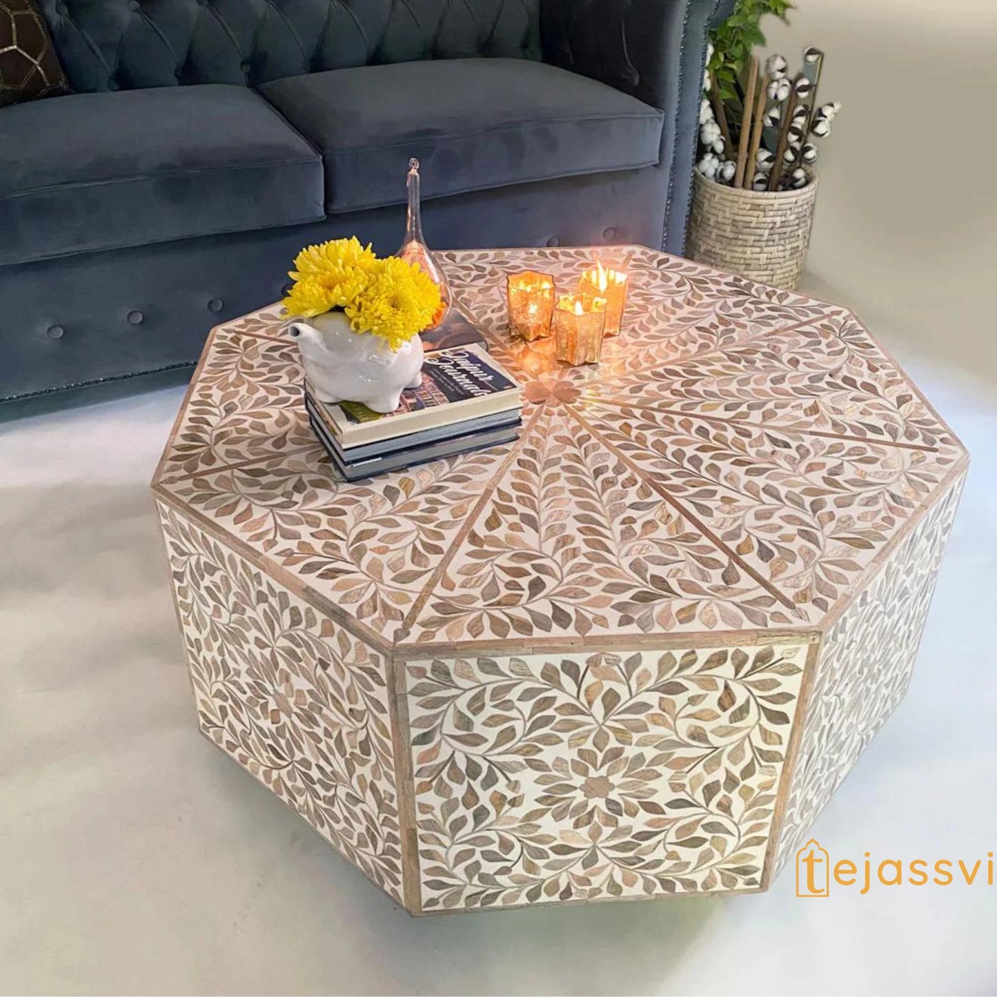 Wooden Octagonal Coffee Table/Side Tables/Center Table/End Tables/Wooden Coffee Table/Cocktail Table/Handmade Wood Inlay Table/Coffee Table