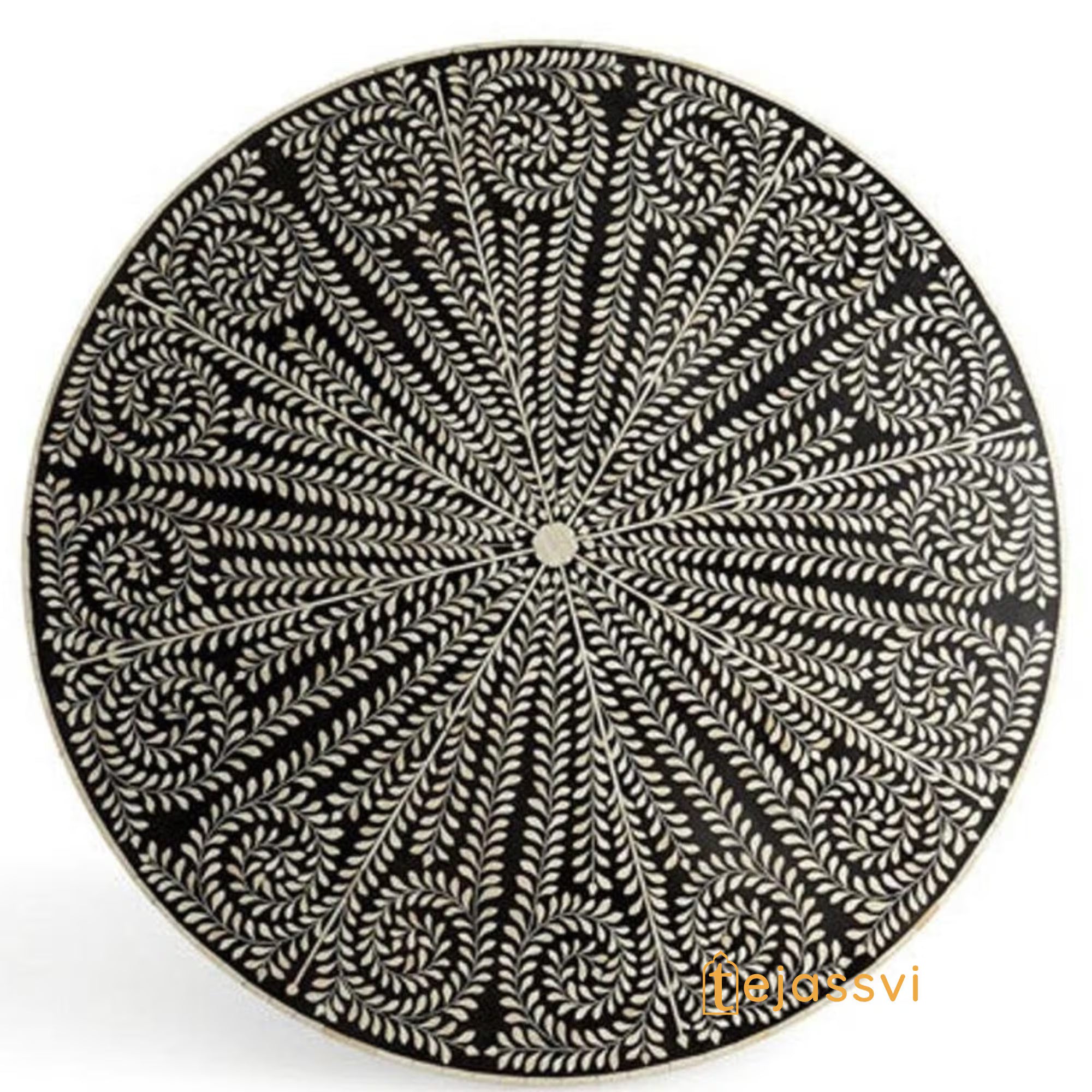 Handmade Bone Inlay Dining Table | Center Table | Conversion Table |  Modern Floral Pattern Restaurant Hotel Bone Inlay Table.