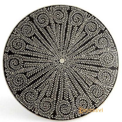 Handmade Bone Inlay Dining Table | Center Table | Conversion Table |  Modern Floral Pattern Restaurant Hotel Bone Inlay Table.