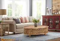 Wooden Coffee Table Oval Round Handmade Carved / Coffee Table Cocktail Table/ Tribal Carved Wood Coffee Table/ Home Decor Indian Art.