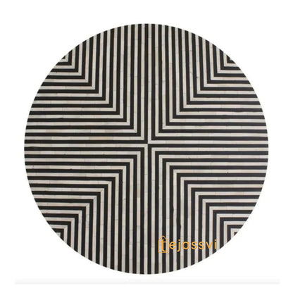 BONE Inlay Round Coffee Table / Centre Table, Bone Inlay Floral Round Coffee Table Handmade Bone Inlay Modern Pattern Furniture.