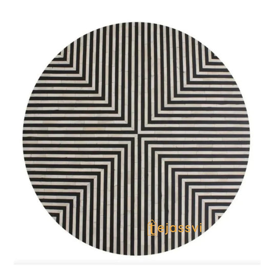 BONE Inlay Round Coffee Table / Centre Table, Bone Inlay Floral Round Coffee Table Handmade Bone Inlay Modern Pattern Furniture.