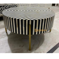 Bone Inlay Round Coffee Table / Round Centre Table / Bone Inlay Round Coffee Table / Handmade Bone Inlay Modern Pattern Furniture Cocktail Table.