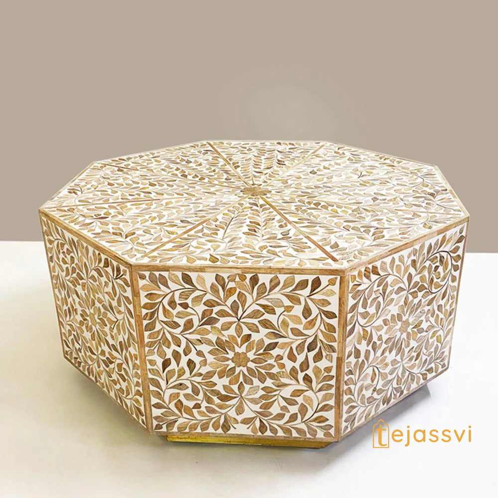 Wooden Octagonal Coffee Table/Side Tables/Center Table/End Tables/Wooden Coffee Table/Cocktail Table/Handmade Wood Inlay Table/Coffee Table