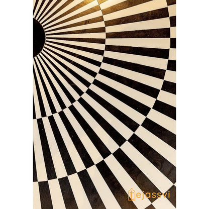 BONE Inlay Round Coffee Table / Centre Table, Bone Inlay Stripped Design Round Coffee Table Handmade Bone Inlay Modern Pattern Furniture .