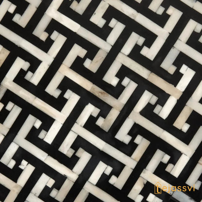 Wooden Handmade Bone Inlay Coffee Table | Center table, BONE INLAY TABLE, Round Coffee Table, strip Black Centre Table, Bone Inlay  Cocktail Table.