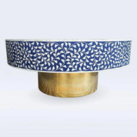 Bone Inlay Round Coffee Table / Round Centre Table / Bone Inlay Round Coffee Table / Handmade Bone Inlay Modern Pattern Furniture Cocktail Table.