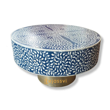 BONE Inlay Round Coffee Table/Centre Table,/Bone Inlay Floral Round Coffee Table Handmade Bone Inlay Modern Pattern Furniture Cocktail Table