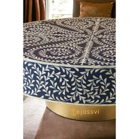 Bone Inlay Round Coffee Table / Round Centre Table / Bone Inlay Round Coffee Table / Handmade Bone Inlay Modern Pattern Furniture Cocktail Table.