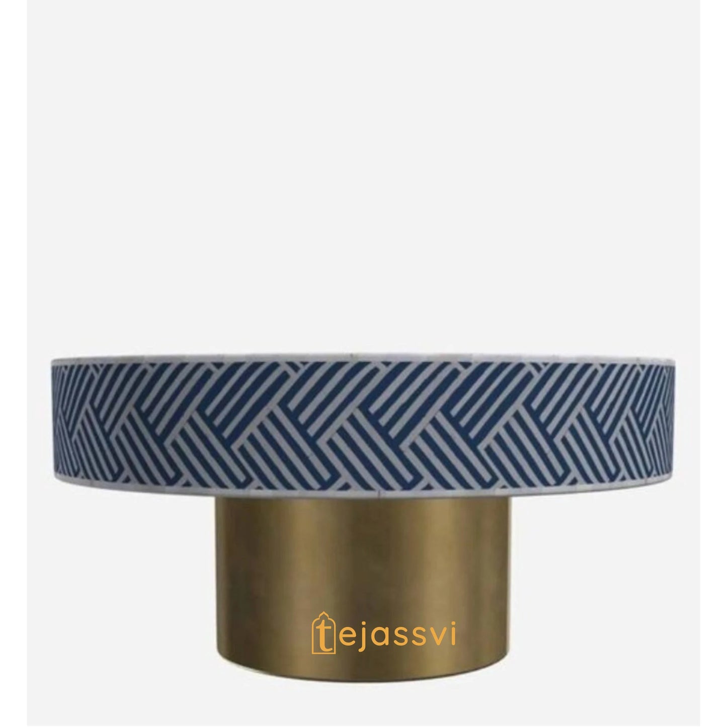 BONE Inlay Round Coffee Table/Centre Table, Bone Inlay Stripe Round Coffee Table Handmade Bone Inlay Modern Pattern Furniture Cocktail Table