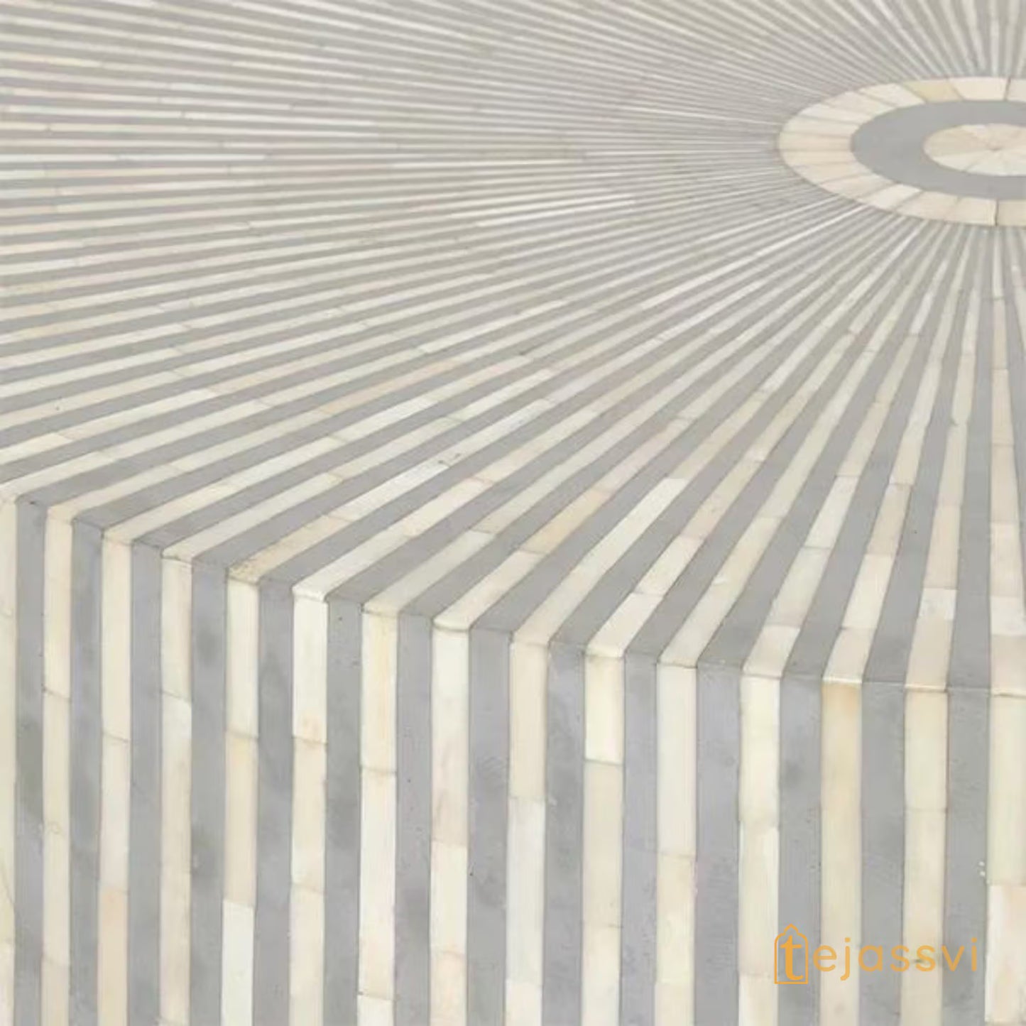 Wooden Bone Inlay Coffee TABLE /Round Coffee Table/Strip Design CentreTable/Bone Inlay Furniture Cocktail Table/Modern Luxury furniture.