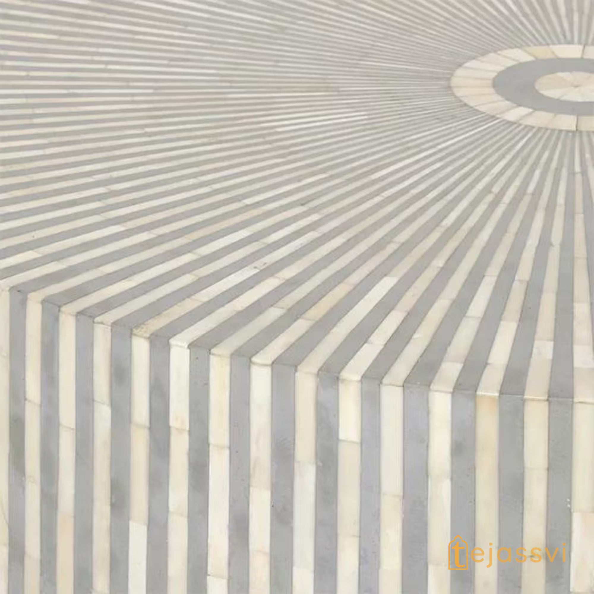 Wooden Bone Inlay Coffee Table / Round Coffee Table / Strip Design Centre Table / Bone Inlay Furniture Cocktail Table / Modern Luxury furniture.