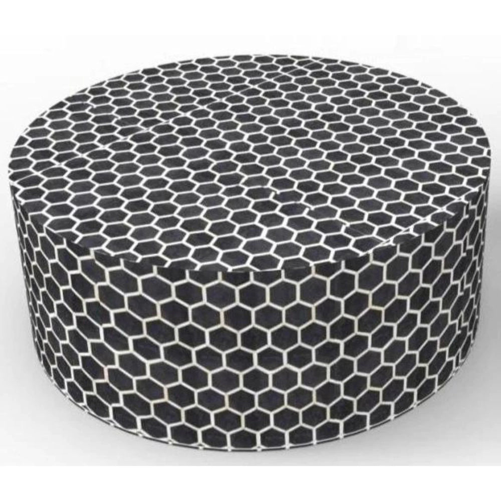 Bone Inlay Round Coffee Table / Round Centre Table / Bone Inlay Round Coffee Table / Handmade Bone Inlay Modern Pattern Furniture Cocktail Table.