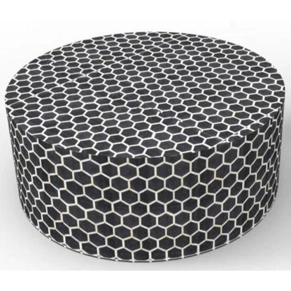 BONE Inlay Round Coffee Table/Centre Table, Bone Inlay Stripe Round Coffee Table Handmade Bone Inlay Modern Pattern Furniture Cocktail Table