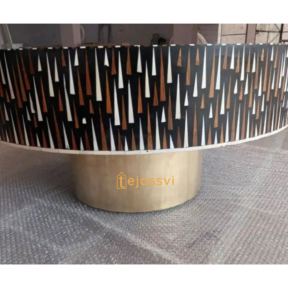 Handmade Bone Inlay Coffee Table / Round Coffee Table / Sun Ray design Centre Table / Cocktail Table / Modern Luxury furniture / Luxury Table.