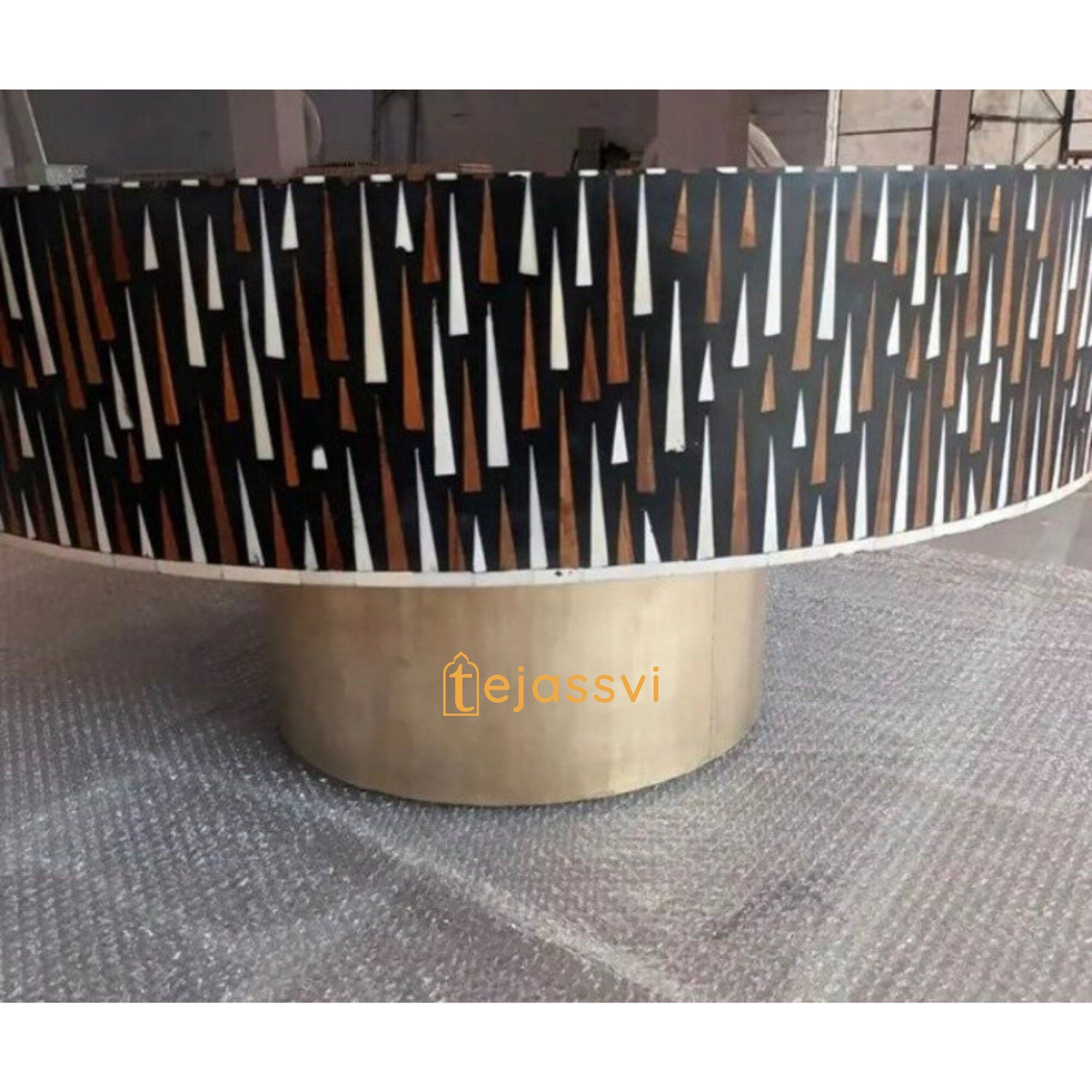 Handmade Bone Inlay Coffee Table / Round Coffee Table / Sun Ray design Centre Table / Cocktail Table / Modern Luxury furniture / Luxury Table.