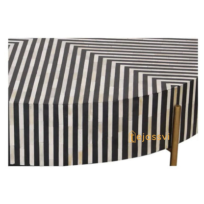 BONE Inlay Round Coffee Table / Centre Table, Bone Inlay Floral Round Coffee Table Handmade Bone Inlay Modern Pattern Furniture.