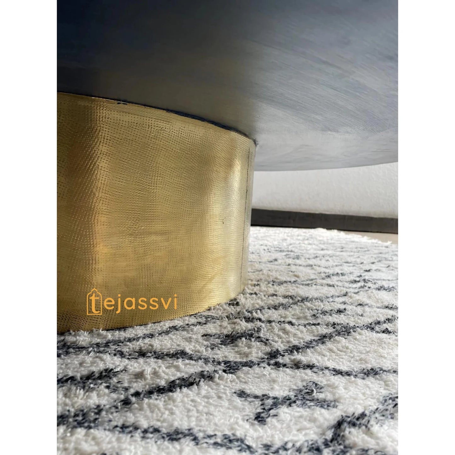 BONE Inlay Round Coffee Table/Centre Table, Bone Inlay Floral Round Coffee Table Handmade Bone Inlay Modern Pattern Furniture Cocktail Table