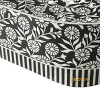 Wooden Oval Shape Coffee Table / Bone Inlay Coffee Table / Oval Shape Coffee Table / Floral Design Centre Table / Bone Inlay Furniture Cocktail Table.
