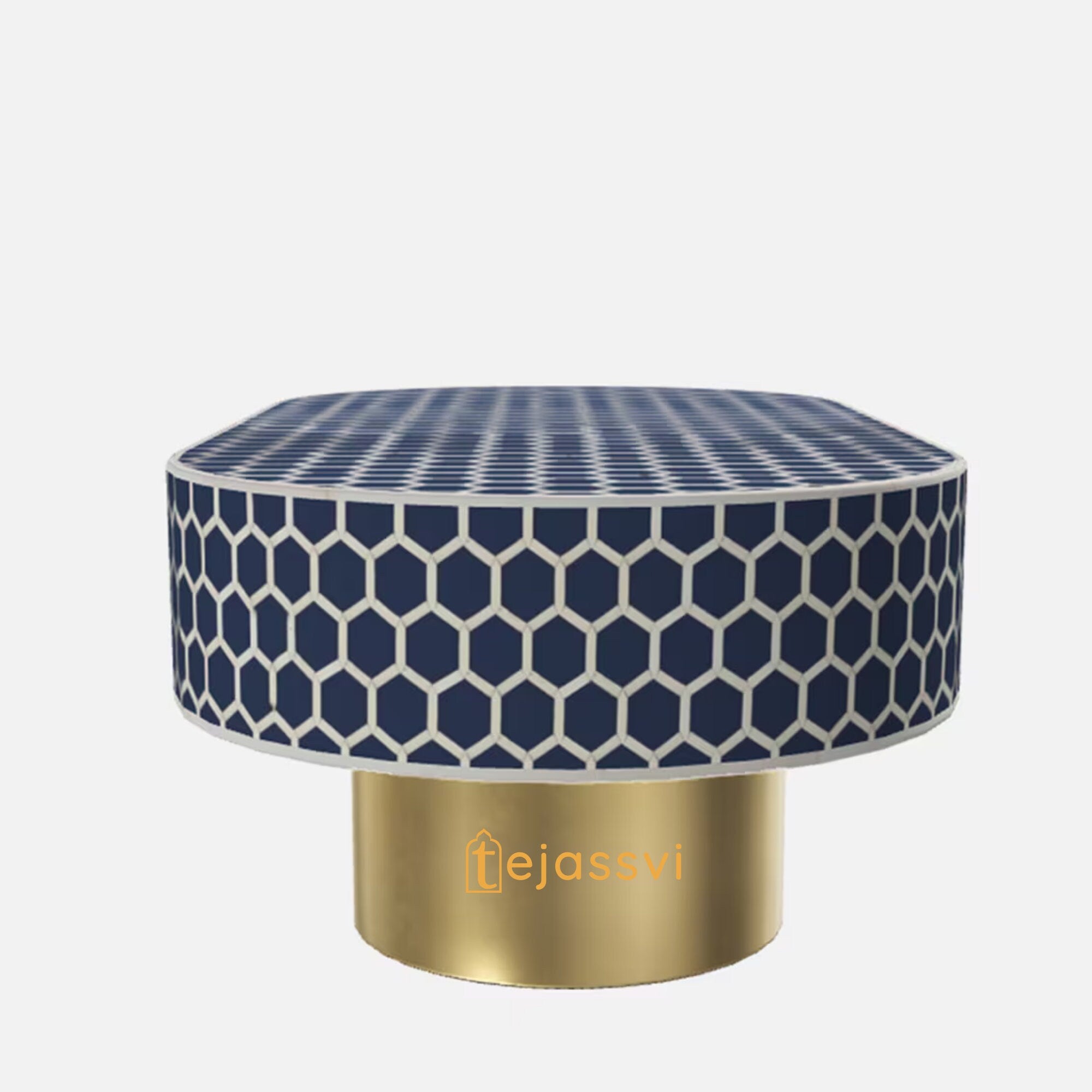 Bone Inlay Coffee Table / Wooden Oval Shape Coffee Table / Bone Inlay Centre Table  / Bone Inlay Furniture Cocktail Table.