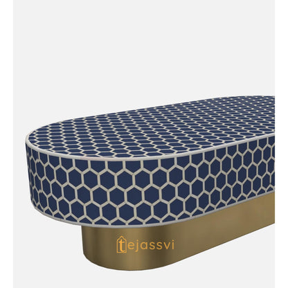 Wooden Oval Shape Coffee Table, BONE INLAY TABLE, Oval Shape Coffee Table, Strip Design Centre Table, Bone Inlay Furniture Cocktail Table...