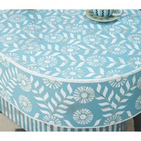 Bone Inlay Coffee Table / Wooden Oval Shape Coffee Table / Bone Inlay Floral Design Centre Table  / Bone Inlay Furniture Cocktail Table.