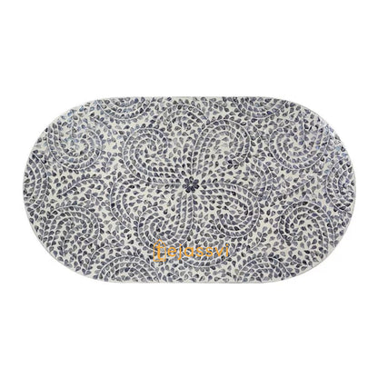 Modern Luxury Oval Shape Wood Coffee Table/Mother of Pearl Centre Table/Floral Design Cocktail Table/MOP InlayFurniture/Bone Inlay Tea Table