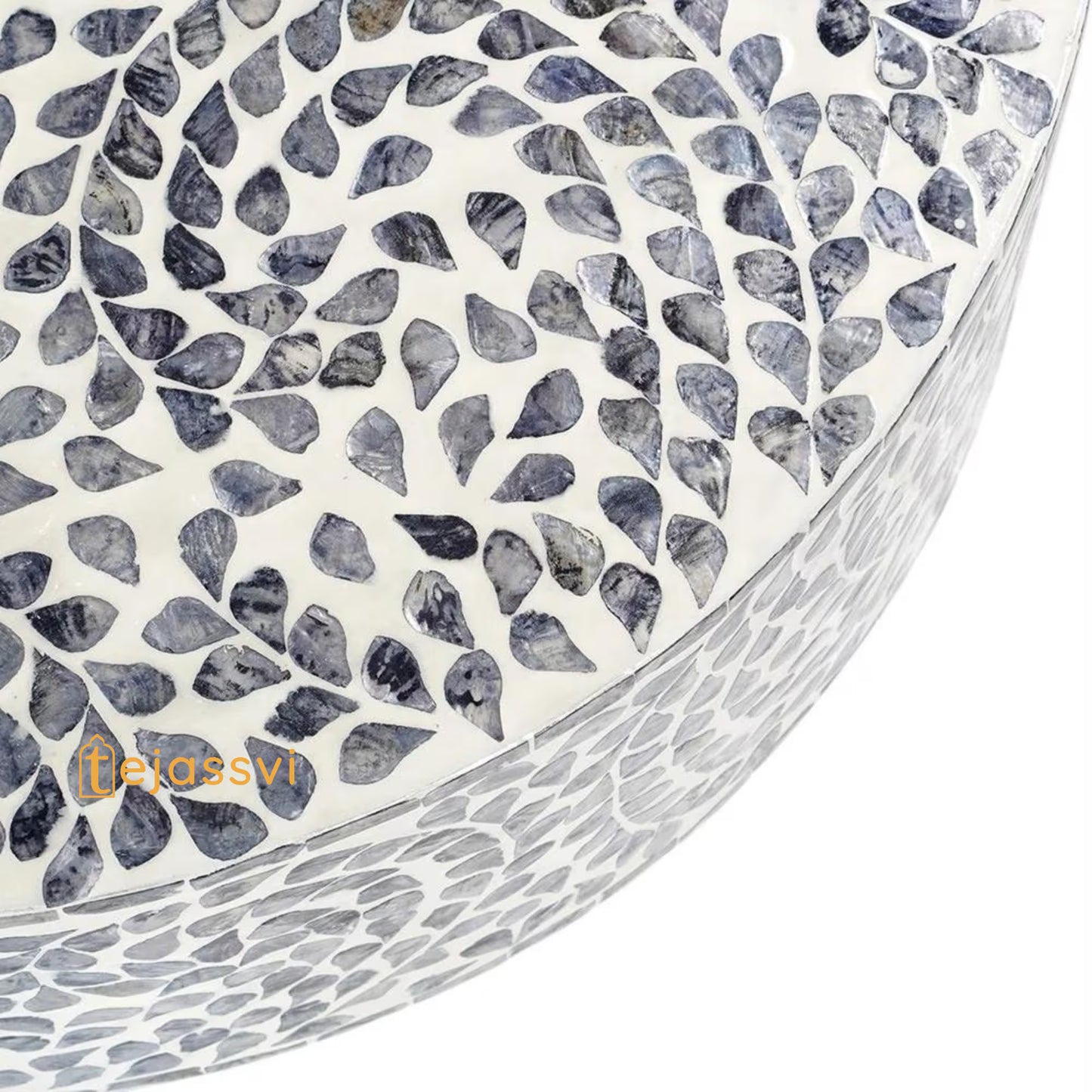 Modern Luxury Oval Shape Wood Coffee Table/Mother of Pearl Centre Table/Floral Design Cocktail Table/MOP InlayFurniture/Bone Inlay Tea Table