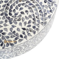 Modern Luxury Oval Shape Wood Coffee Table / Mother of Pearl Centre Table / Floral Design Cocktail Table / MOP Inlay Furniture / Bone Inlay Tea Table.