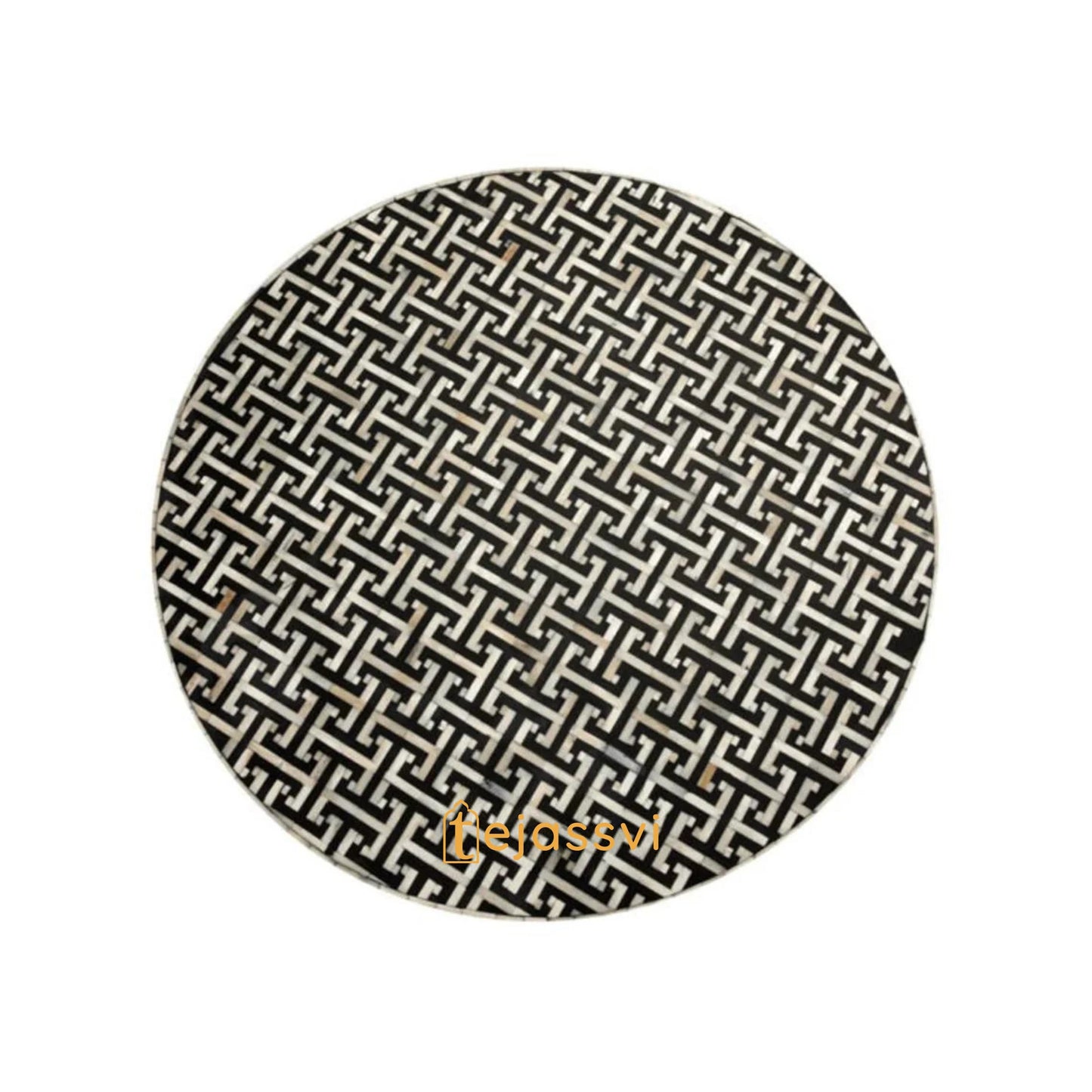 Wooden Handmade Bone Inlay Coffee Table | Center table, BONE INLAY TABLE, Round Coffee Table, strip Black Centre Table, Bone Inlay  Cocktail Table.