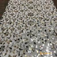 Mother of Pearl  Modern Luxury Oval Shape Coffee Table / Mother of Pearl Centre Table / Floral Design Cocktail Table / MOP Inlay Furniture / Bone Inlay Tea Table.