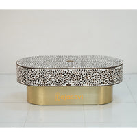 Wood Inlay Oval Shape Coffee Table / Wooden Coffee Table / Wood Inlay Centre Table &nbsp;/ Wood Inlay Furniture Cocktail Table.