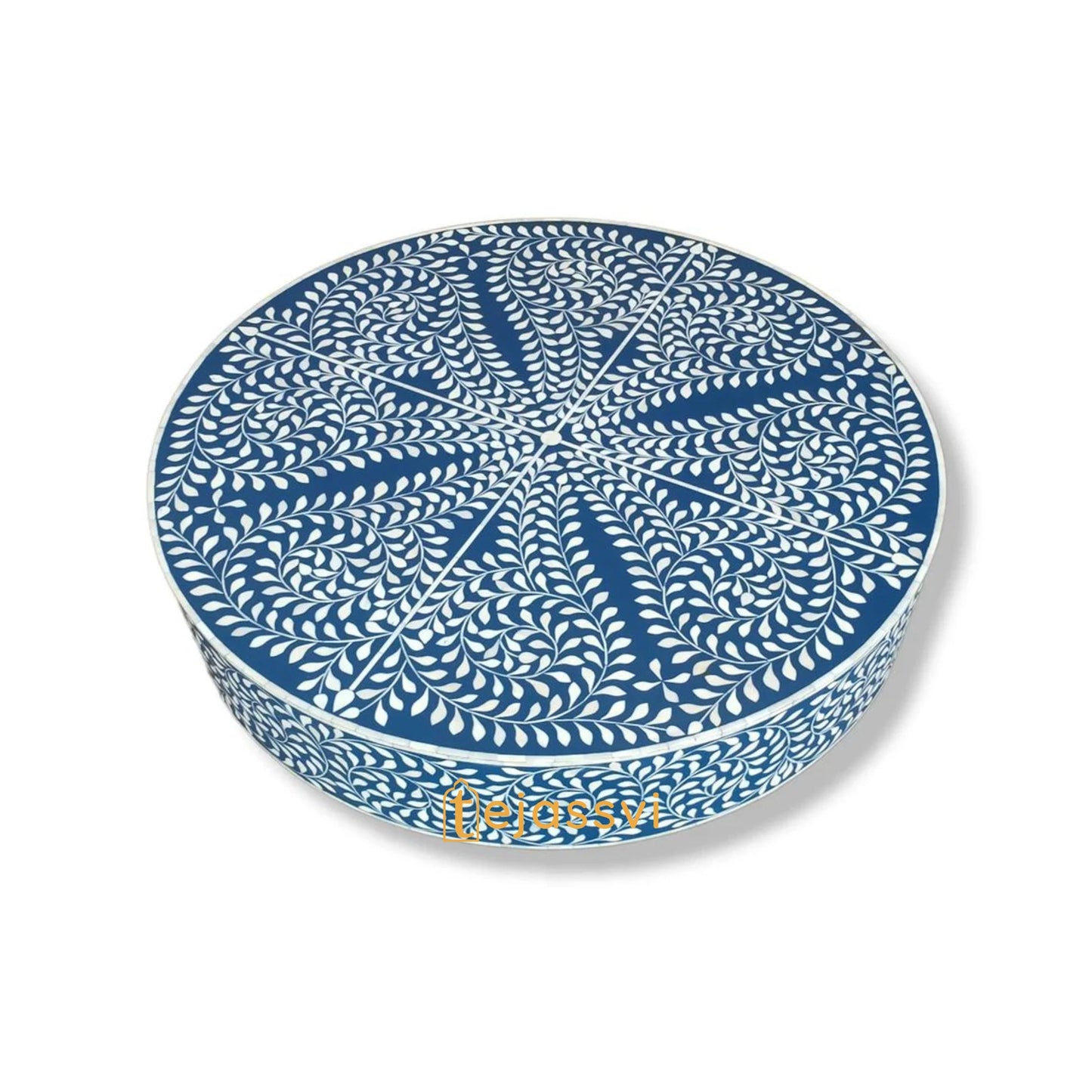 BONE Inlay Round Coffee Table/Centre Table,/Bone Inlay Floral Round Coffee Table Handmade Bone Inlay Modern Pattern Furniture Cocktail Table