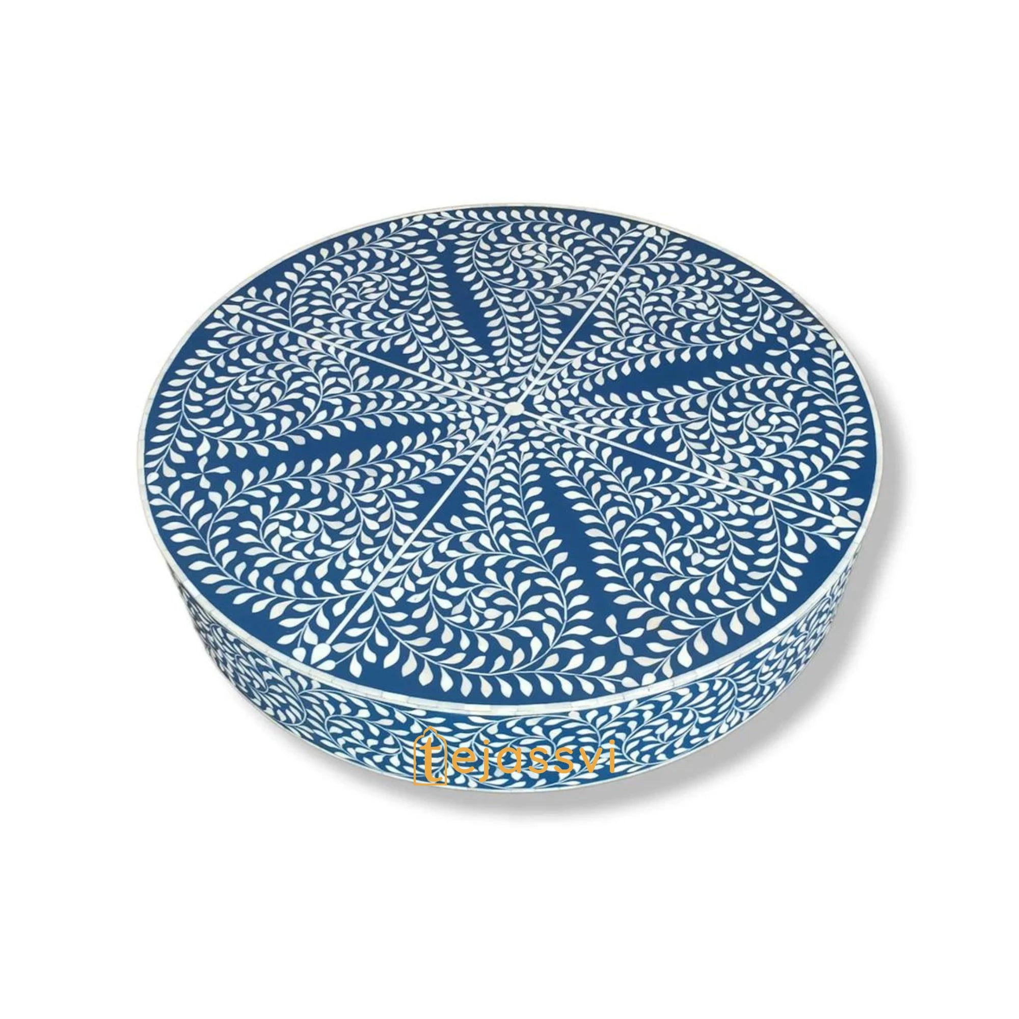 Bone Inlay Round Coffee Table / Round Centre Table / Bone Inlay Round Coffee Table / Handmade Bone Inlay Modern Pattern Furniture Cocktail Table.