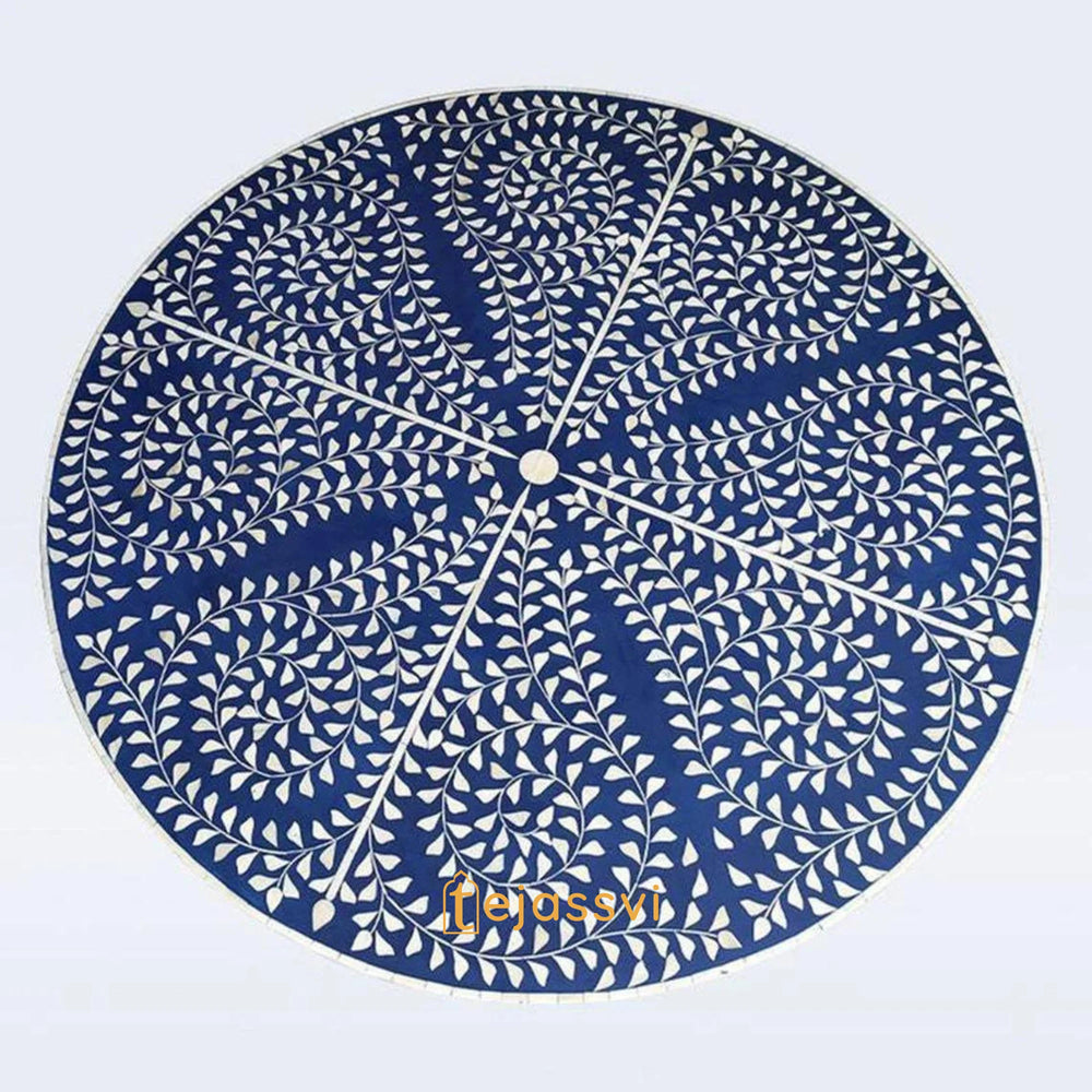 Bone Inlay Round Coffee Table / Round Centre Table / Bone Inlay Round Coffee Table / Handmade Bone Inlay Modern Pattern Furniture Cocktail Table.