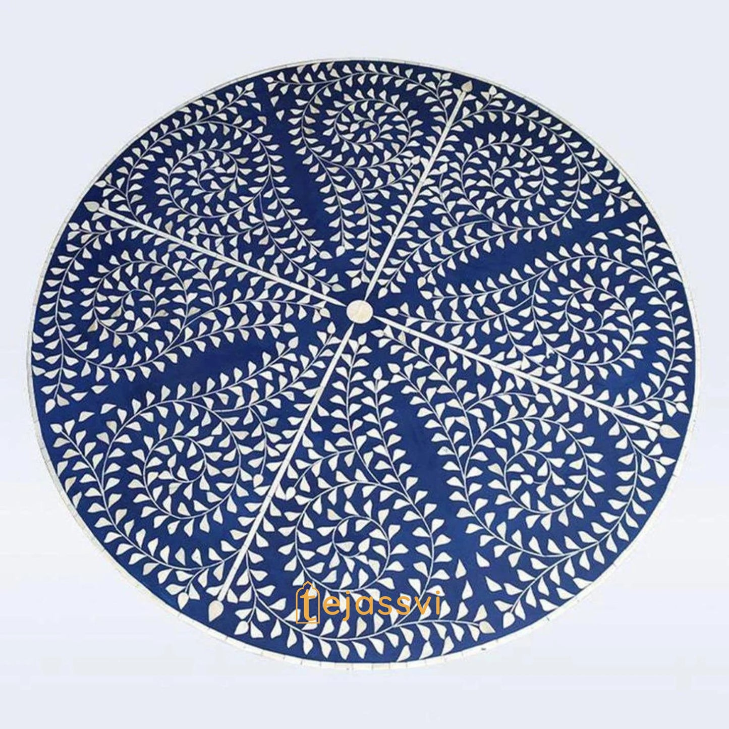 BONE Inlay Round Coffee Table/Centre Table,/Bone Inlay Floral Round Coffee Table Handmade Bone Inlay Modern Pattern Furniture Cocktail Table