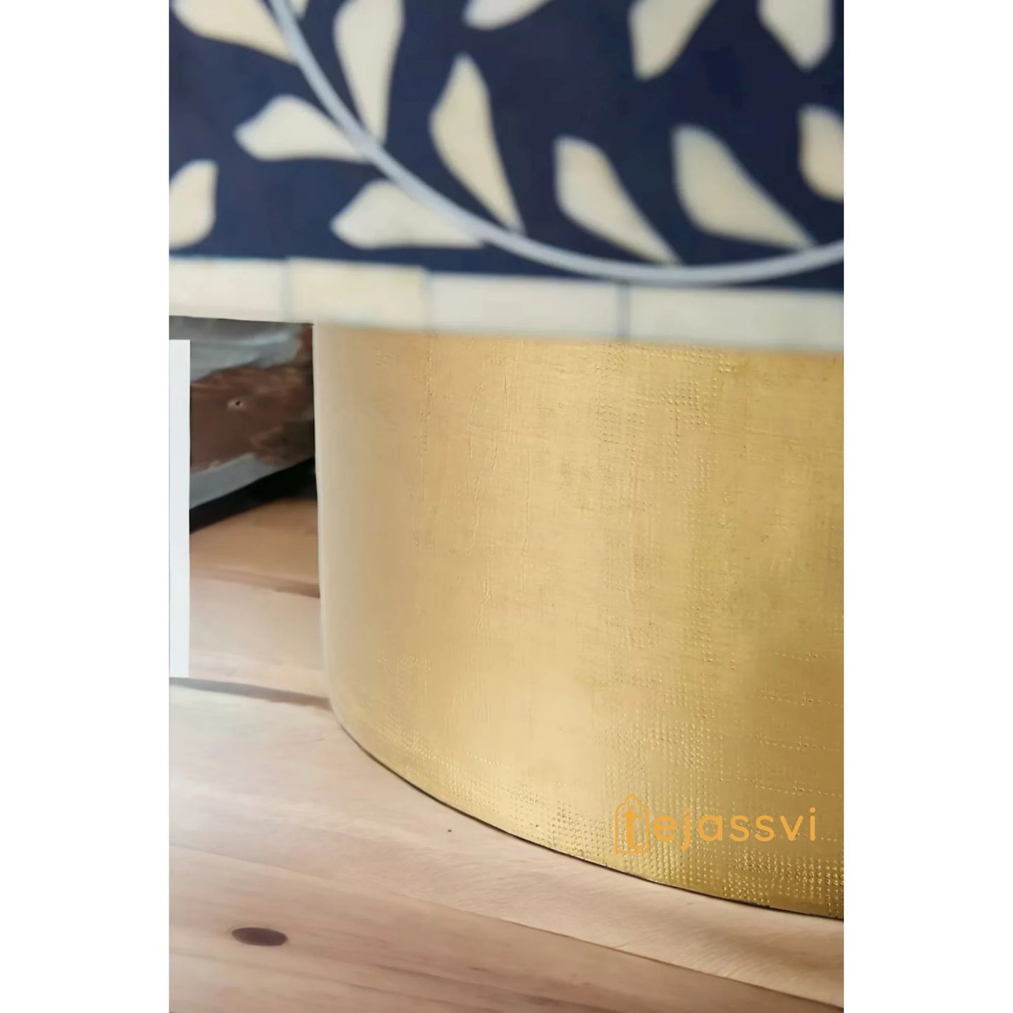 BONE Inlay Round Coffee Table/Centre Table,/Bone Inlay Floral Round Coffee Table Handmade Bone Inlay Modern Pattern Furniture Cocktail Table