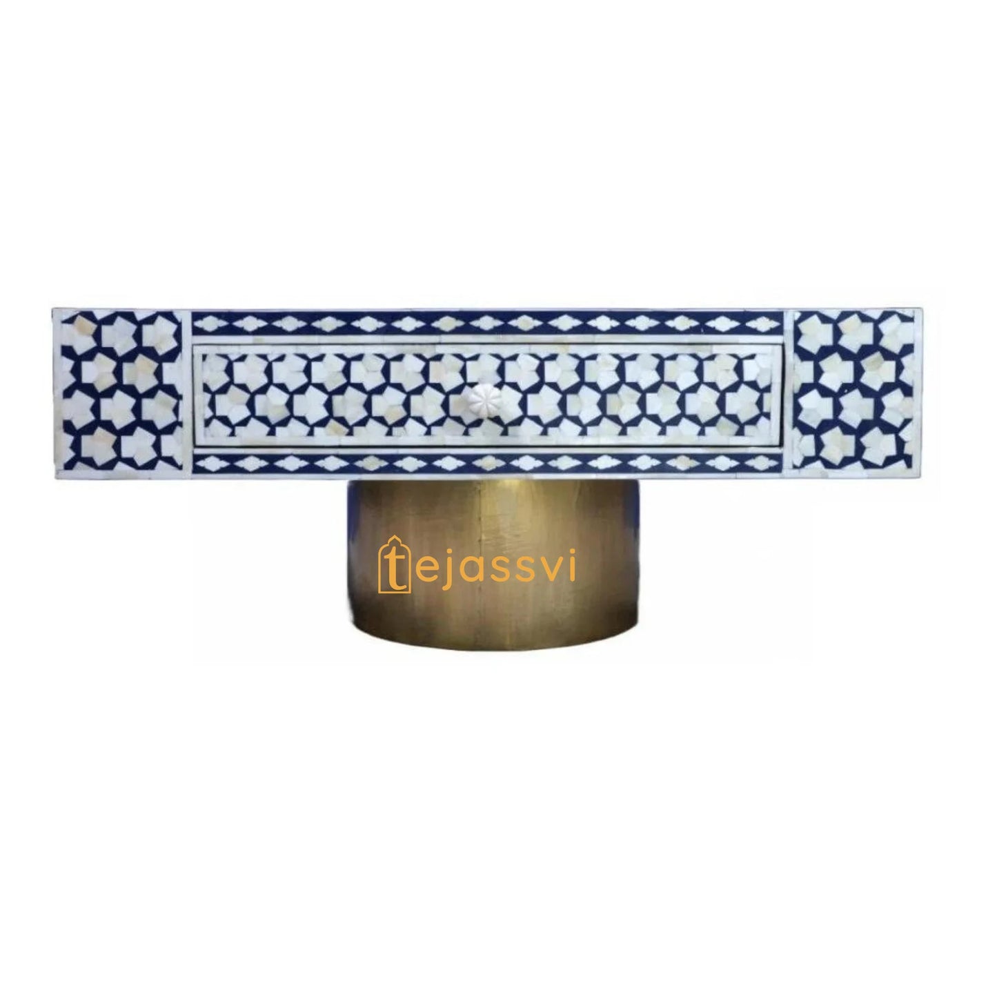 Handmade Bone Inlay Coffee Table With Storage, Bone Inlay Table, Floral design Laptop Table, Bone Inlay  Cocktail Table, Modern Furniture..