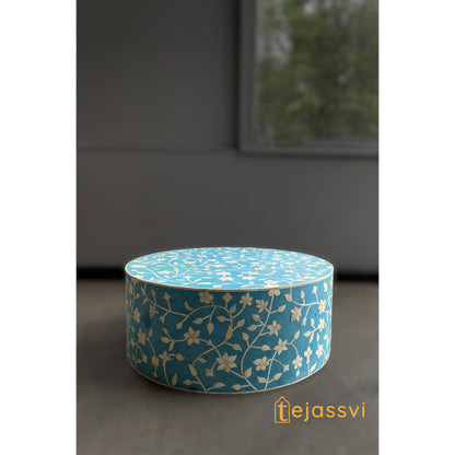 BONE Inlay Round Coffee Table/Centre Table,/Bone Inlay Floral Round Coffee Table Handmade Bone Inlay Modern Pattern Furniture Cocktail Table