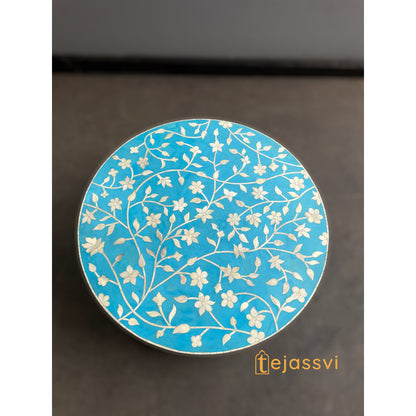 BONE Inlay Round Coffee Table/Centre Table,/Bone Inlay Floral Round Coffee Table Handmade Bone Inlay Modern Pattern Furniture Cocktail Table