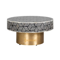 Bone Inlay Strip Design Round Coffee Table / Round Centre Table / Bone Inlay Round Coffee Table / Handmade Bone Inlay Modern Pattern Furniture Cocktail Table.