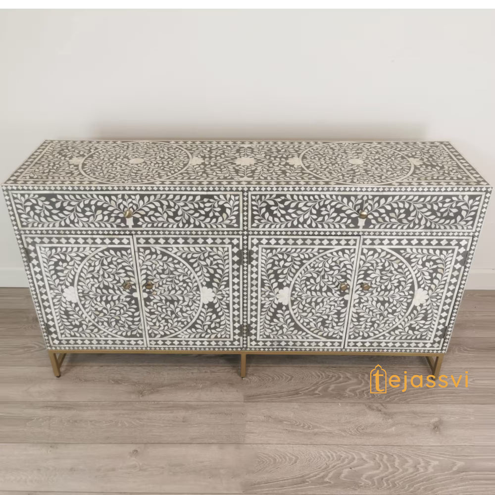 Bone Inlay Sideboard / Bone Inlay Buffet Table / Cabinet Table / Storage Unit Bone Moroccan Inlay 2 Drawers / Bone Inlay Chest of Drawers / Bone Inlay Dresser,