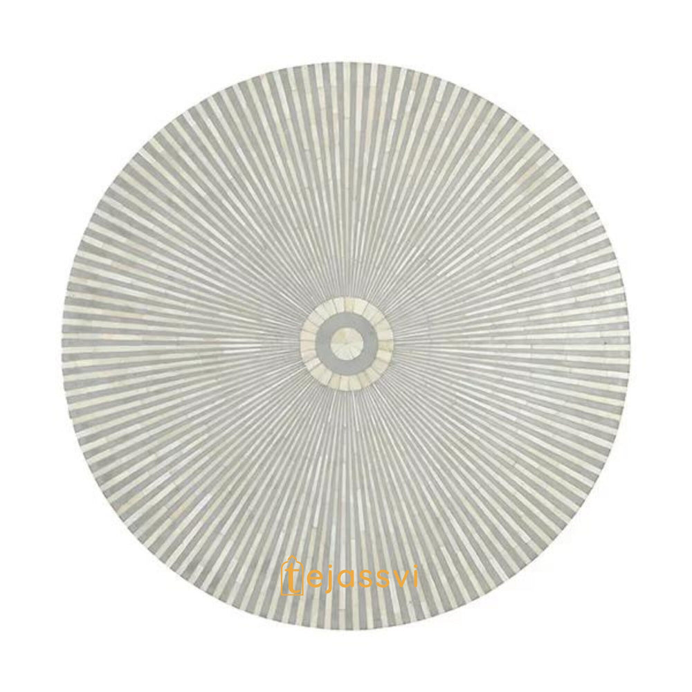 Wooden Bone Inlay Coffee Table / Round Coffee Table / Strip Design Centre Table / Bone Inlay Furniture Cocktail Table / Modern Luxury furniture.