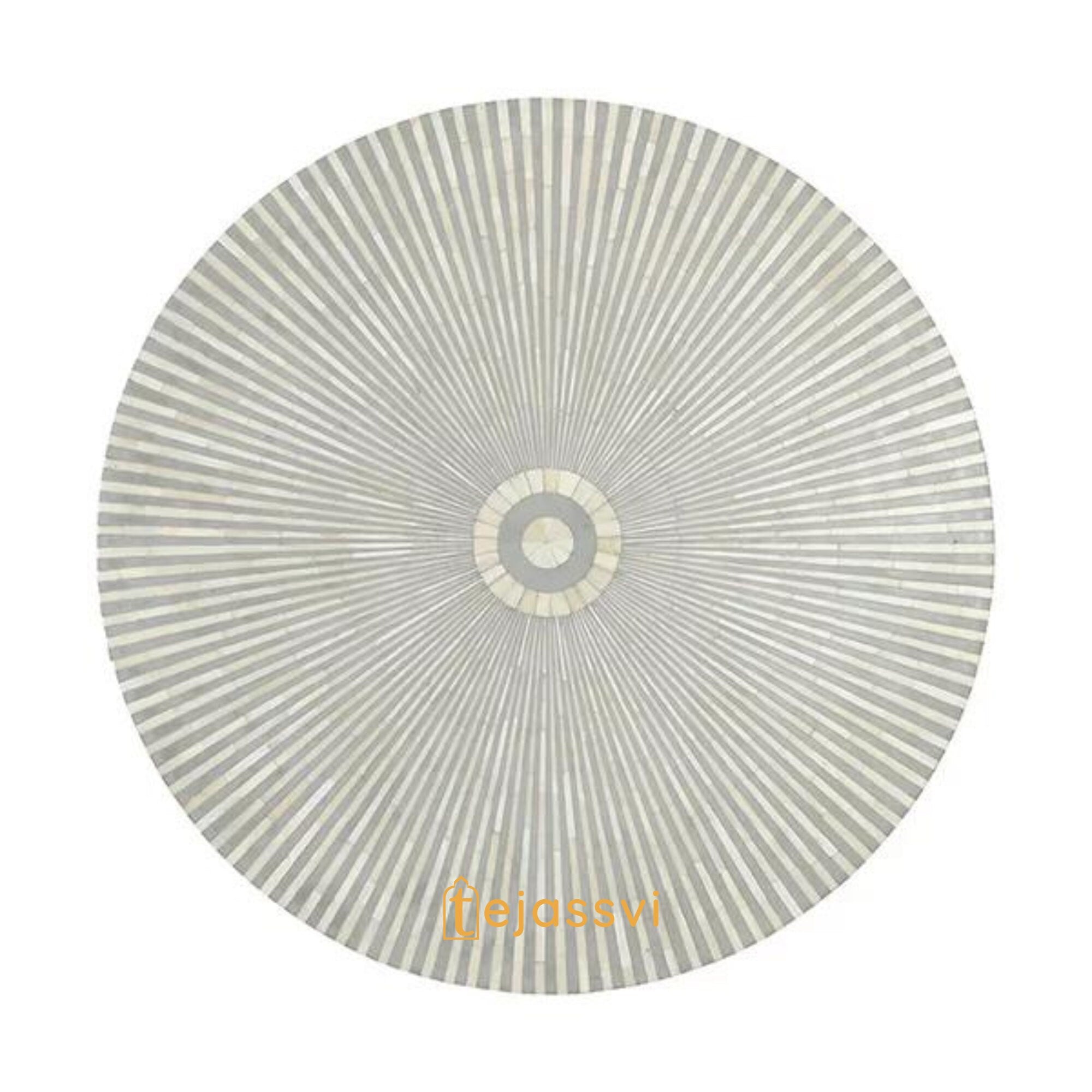 Wooden Bone Inlay Coffee Table / Round Coffee Table / Strip Design Centre Table / Bone Inlay Furniture Cocktail Table / Modern Luxury furniture.
